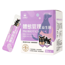 DOG CAT STAR 汪喵星球 體態管理益生菌 犬貓適用, 2g x 30包, 膳食纖維幫助腸胃蠕動, 管理體態, 1盒