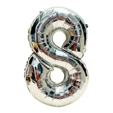 生活King 數字氣球 錫箔氣球 氣球佈置-32吋(10款任選) 銀色8[生效可用], 數字8 銀色, 1個