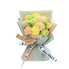 Yamiley 玫瑰香皂花束 檸檬香檳, 精美包裝 浪漫禮物 持久耐用, 1入, pastel tone mix