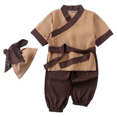 愛北鼻 萬聖節變裝服,店小二-送竹簍 130碼, 角色扮演服裝, 1入, 棕色