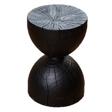 快豹 wabi-sabi侘寂風實木炭燒凳子, 獨特造型, 實木材質, 堅固耐用, 提升居家品味, 1入, 黑色
