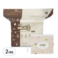 베베솜 순면100 대용량 유아 건티슈 리필형 360p + 지퍼백 세트, 2세트