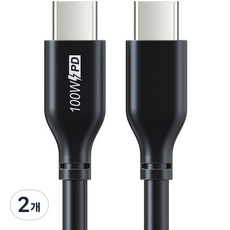 케이블타임 C타입 to C타입 고속 충전 케이블 100W CU02, 0.5m, 블랙, 2개