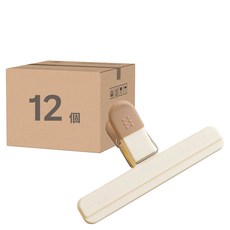 食物封口夾 Set 12個, ABS材質 橡膠, 防潮保鮮, 海水藍 蘋果紅 奶茶色, 小號 大號