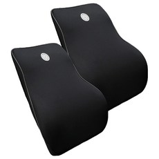 s-sportplus+ 汽車頭枕靠墊/腰靠墊 黑色2個, 汽車腰靠墊，人體工學設計，透氣舒適, 黑色, 2個