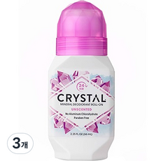 크리스탈 미네랄 바디 데오드란트 롤온 무향, 66ml, 3개
