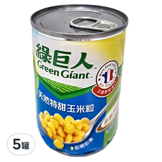 綠巨人 天然特甜玉米粒 198g 5罐組 (非基因改造, 無防腐劑, 法國原裝進口), 5罐