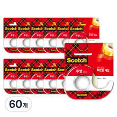 스카치 쓰리엠 투명 테이프 디스펜서 18mm x 30m 583, 60개