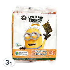 만전김 LAVERLAND CRUNCH 오리지널맛 도시락김 10p, 40g, 3개