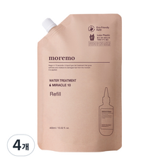 모레모 미라클 10 단백질 워터 무실리콘 트리트먼트 리필용, 400ml, 4개