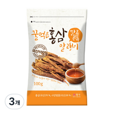 꿀먹은 홍삼 말랭이, 3개, 100g