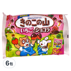 meiji 明治 香菇造型餅乾 草莓&可可風味, 96g, 6包