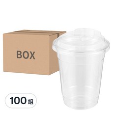 Tamsaa 透明PET冷飲杯+就口杯蓋 Set, 410毫升, 100入1組, 410ml, 100組