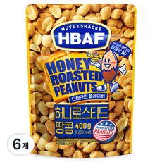 바프 넛츠앤스낵스 허니로스티드 땅콩, 400g, 6개