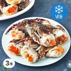 꽃게명가 국내산 손질 이력추적 알이 꽉찬 암꽃게 (냉동), 500g, 3개
