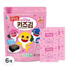 광천김 자연나라 오가닉 핑크퐁 줄줄이 키즈김 24p, 36g, 6개 - 핑크퐁줄줄이김