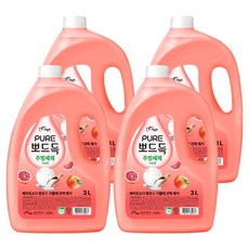 피죤퓨어 뽀드득 주방세제 자몽향, 4개, 3L