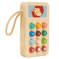 Mentari 數字認知手機，12 個彩色按鈕，木製玩具手機, MT7312, 1個