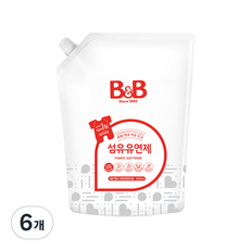 비앤비 섬유유연제 베르가못 앤 그레이프프루츠 리필, 1.5L, 6개
