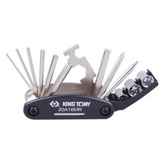 KING TONY 金統立 16件式折疊式複合工具組, 腳踏車維修工具組, 鋼絲扳手 14G, 延長桿, 扳手 8/10/15mm, 1個