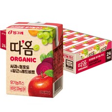 따옴 Organic 유기농 주스 사과 & 청포도 & 당근 & 레드비트, 120ml,