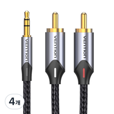 벤션 울트라 직조 3.5mm to 2 RCA 오디오 케이블 혼합색상, BCNBF 1m, 4개