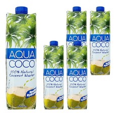 AQUA COCO 100%椰子水, 1L, 5瓶