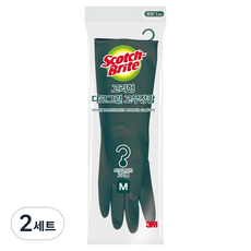 스카치브라이트 3M 고리형 고무장갑 양손착용 세트, 다크그린, 중(M), 2세트 중(M), 다크그린, 2세트