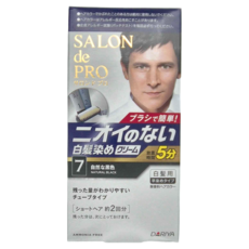 DARIYA 塔莉雅 SALON de PRO 沙龍級男仕白髮專用快速染髮霜，5分鐘快速染髮，無臭味，AMMONIA FREE, 07自然黑, 1盒