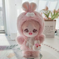 Mokadoll 20cm 棉質玩偶 兔子 毛皮夾克+包包+鞋子組, 1套, 粉色