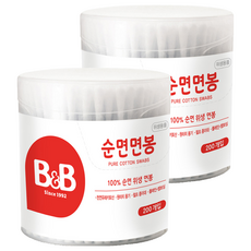 B&B圓形嬰兒棉籤, 200入, 2個