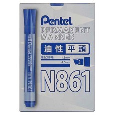 Pentel 飛龍文具 平頭油性筆 N861-C 12支裝, 筆記線幅1.8mm/4.5mm, 1盒