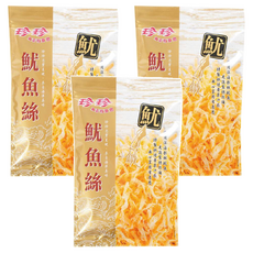 珍珍 魷魚絲, 嚴選深海魷魚特製烘焙, 肉質豐厚鮮美, 香Q有嚼勁, 80g, 3包