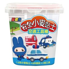 幼福文化 忍者兔安全小麥黏土交通工具桶，12色黏土，含8個模具+2個工具，安全無毒，激發創意, 333g, 1個