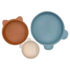 genki bebi 元氣寶寶 鉑金矽膠造型卡通碗3件組, 100% Silica gel 環保材質, 適用6個月以上, 大碗500ml + 中碗370ml + 小碗160ml, LB-51451, 1組