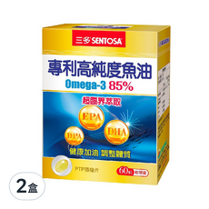 SENTOSA 三多 專利高純度魚油 Omega-3 85% 軟膠囊 60粒, 含EPA, DHA, DPA，有助調節體質, 840mg, 60顆, 2盒