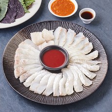 얌테이블 오늘 새벽 생산한 슬라이스 광어회 150g x 2입 + 초고추장 2입 + 간장소스 2입 + 생와사비 2입 + 쌈장 2입 + 쌈야채2입 세트, 1세트