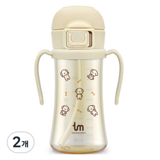 토비앤몰리 PPSU 원터치락 빨대컵, 280ml, 2개, 토비 바닐라