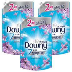 다우니 7일 지속 탈취파워 초고농축 섬유유연제 레몬그라스와 라일락 리필, 1.6L, 3개
