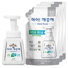 아이깨끗해 항균 키친폼 손세정제 바질향 리필 200ml 3p + 용기 250ml, 1개