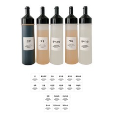 살림공간 소스통 블랙 + 라벨 18종, 500ml, 5개