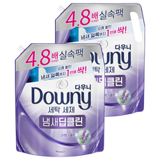 다우니 냄새 딥클린 세탁 액상세제 라벤더 클린향 리필, 2.2L, 2개