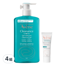 Avene 雅漾 控油清爽潔膚凝膠400ml + 毛孔隱形精華 5ml 套裝, 適合油性/瑕疵肌膚, 4組