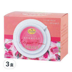 Magnet 曼寧 健康花草 玫瑰花茶, 優雅清香, 獨立包裝, 無咖啡因, 15包, 2g, 3盒
