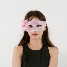 派對秀威尼斯花朵半面具 3入, 粉色的