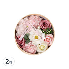 마켓감성 꽃상자 기프트 패키지 원형, 작약핑크, 2개