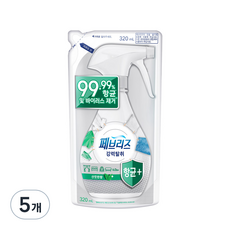 페브리즈 항균 플러스 섬유탈취제 산뜻한향 리필, 320ml, 5개