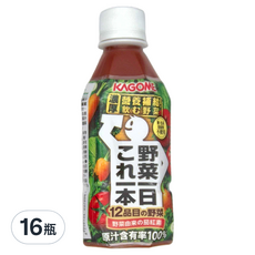 KAGOME 可果美 野菜一日100%蔬果汁，12種蔬菜，100%原汁含有率，補充營養, 280ml, 16瓶