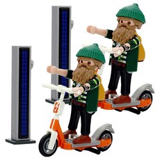 Playmobil 摩比人 公仔文青與E滑板車 70873, 2個