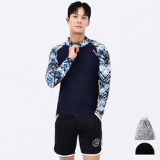 아쿠아티카 남성용 래쉬가드 상의 + 하의 + 스판수모 + 비닐백 세트 AQAMAO